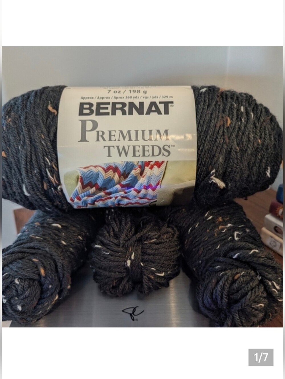 Bernat Premium Tweeds Yarn Lot, Aran Black Tweed Speckled Yarn 401g